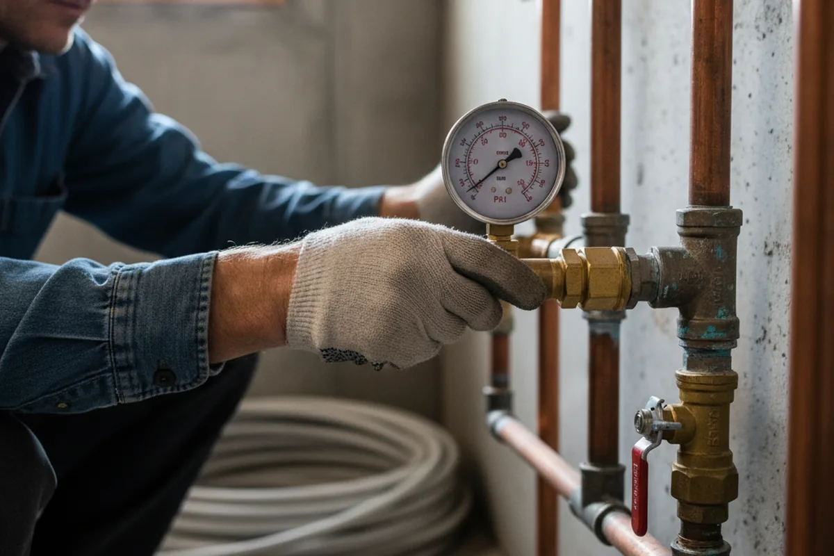 Pressure testing a repaired line during Water Line Repair in Lizella